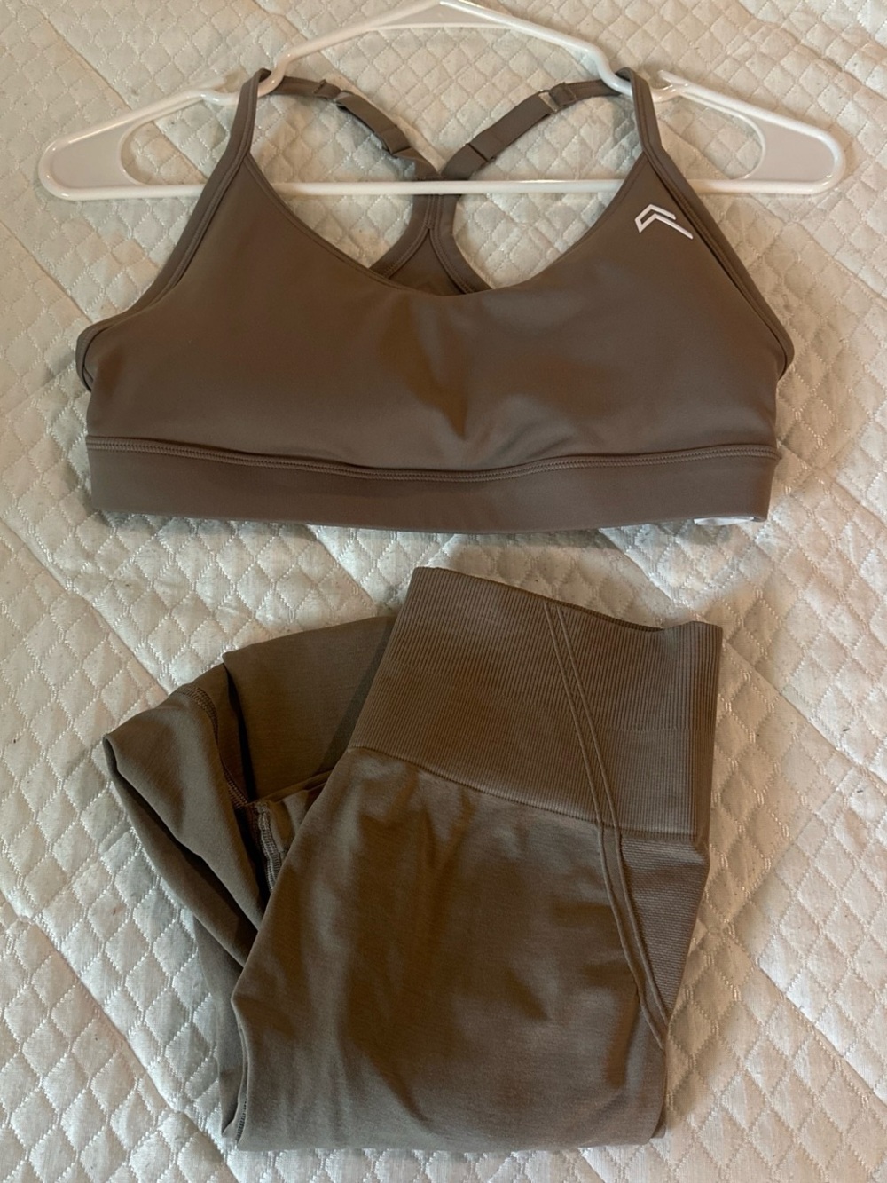 Oner Active Olive Brown High-Waist Leggings & Sports Bra Set